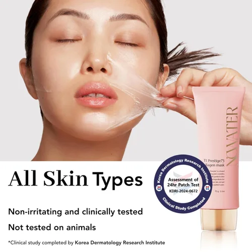 Vista 6 de NOWATER Mascarilla facial de colágeno para piel cristalina, colágeno hidrolizado coreano y 6 péptidos, reafirma e hidrata visiblemente en 15