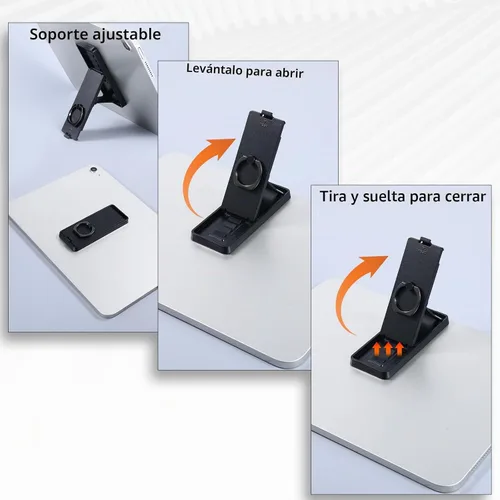 Vista 4 de Soporte universal para tableta Soporte de anillo ajustable Negro Tabletas