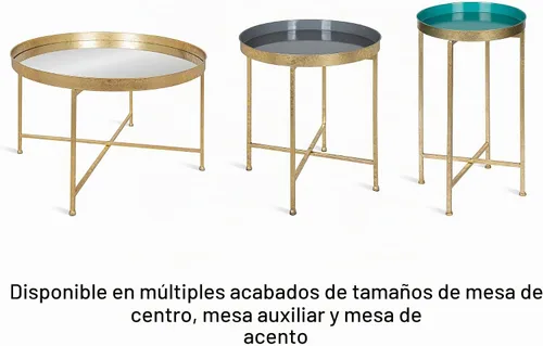 Vista 8 de Kate and Laurel Celia Mesa de Centro Redonda Moderna; 28 x 28 x 19 pulgadas; Negro y Dorado; Mesa de Centro para Decoración de Sala de Estar