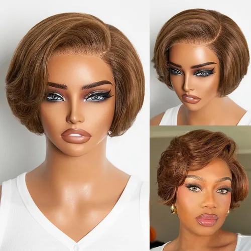 Vista 20 de LUVME HAIR Pelucas de cabello humano rizado sin pegamento de 6 pulgadas, precortadas, indetectable, HD, encaje Bob, peluca corta y rizada con ondas