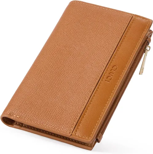 Vista 11 de CLUCI Cartera RFID para mujer de cuero PU pequeña, cartera de mujer con bloqueo, cartera de señoras con bolsillo para tarjetas de crédito, Beige