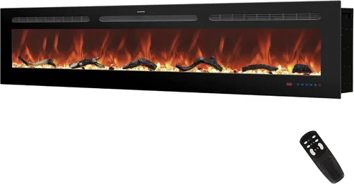 Vista 18 de Insertos de chimenea eléctrica de 30 pulgadas, calentador de chimenea empotrado y montado en la pared, chimenea lineal con termostato, control