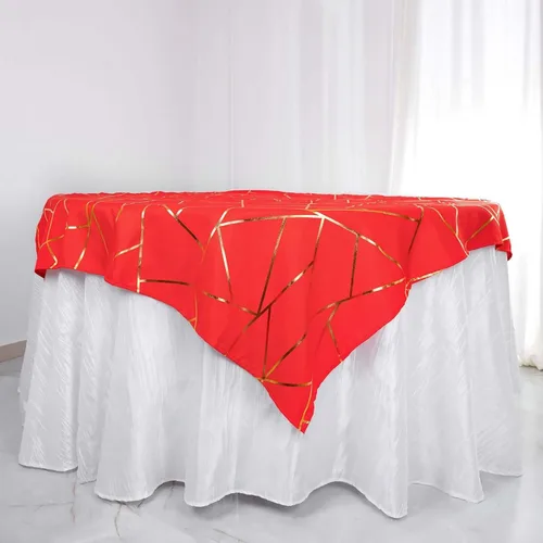 Vista 15 de Efavormart - Mantel redondo de poliéster de 120 pulgadas con patrón geométrico dorado Morado