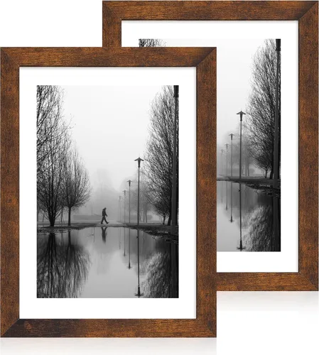 Vista 49 de iRahmen - Juego de 2 marcos de fotos de 4 x 6, marco de madera negro con cristal de alta definición, para mostrar fotografías de 3.5 x 5
