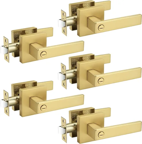 Vista 14 de Probrico - 1 manija inactiva dorada para puerta, moderna, para armario, resistente, para interior, sin giro, reversible para lado derecho e izquierdo