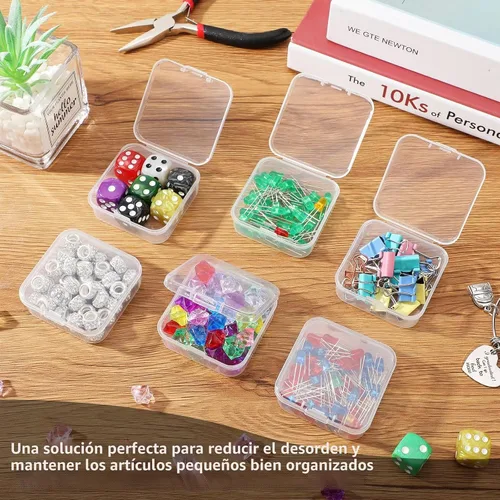 Vista 4 de SATINIOR 100 Pcs Clear Plastic Bead Storage Boxes, 2.1 x 2.1 x 0.8 Inch
