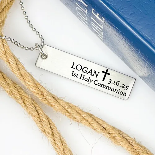 Vista 5 de Collar personalizado con colgante de primera comunión para niños, collar de primera comunión, regalo de primera comunión, collar religioso de cruz