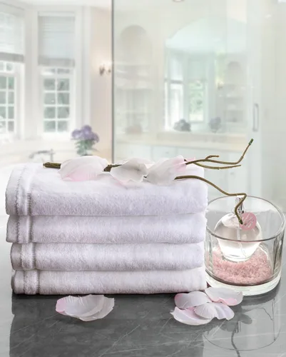 Vista 2 de Set de 4 toallas bordadas, de 11 x 18 pulgadas, extra absorbente, de algodón, acabado suave de terciopelo. Para baño/cocina/spa