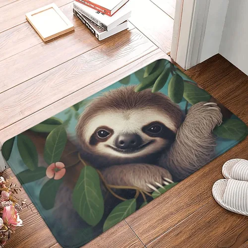 Vista 10 de Tapete para puerta delantera, bonito tapete de bienvenida con estampado de animales marinos y manatíes, absorbente, antideslizante, tapete