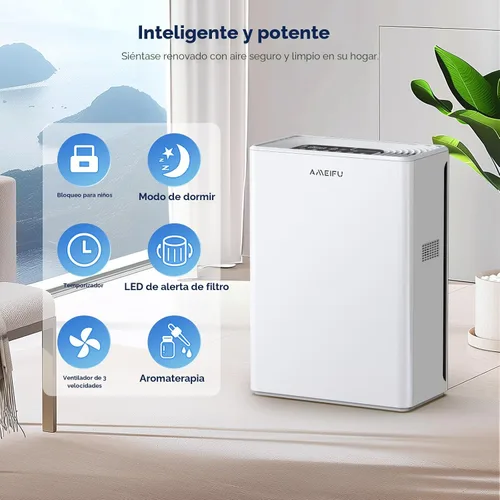 Vista 6 de AMEIFU Purificadores de aire para el hogar, habitación grande de hasta 2300 pies cuadrados, purificadores de aire H13 True Hepa para pelo