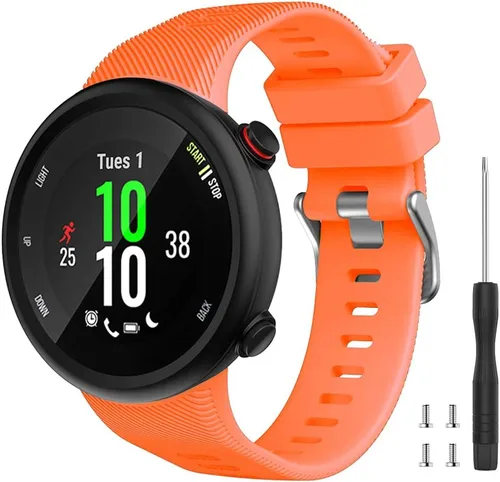 Vista 9 de Compatible con Garmin Forerunner 45, correa de repuesto deportiva de silicona suave, pulsera de fitness para Garmin Forerunner 45 Smartwatch Negro
