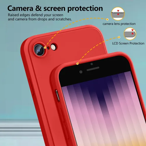 Vista 3 de Funda compatible con iPhone 11 de 6.1 pulgadas, silicona líquida suave al tacto, correa de cordón para el cuello, funda protectora a prueba de Rojo