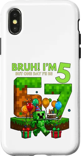 Vista 5 de Bruh I'm 5 But One-Day I'll Be 67 Retro 5th Birthday Kids Case for iPhone 17