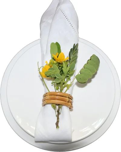 Vista 5 de Servilleteros de bambú, juego de 6 servilleteros, hecho a mano, natural, servilletero para decoración de mesa