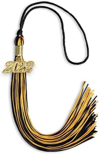 Vista 257 de Endea Graduation - Borla de doble color mixto con fecha dorada (negro/dorado antiguo, 2021)
