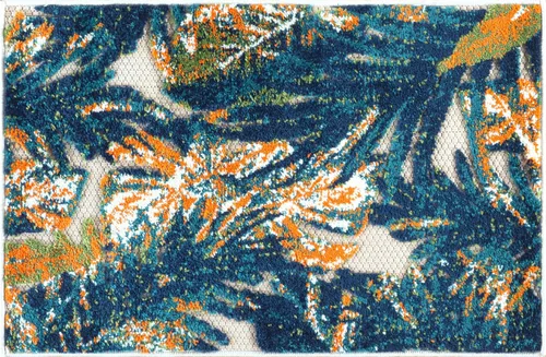 Vista 2 de Rugshop Alfombra de polipropileno duradero con hojas florales tropicales para interiores y exteriores, no se desprende, fácil de limpiar, perfecta