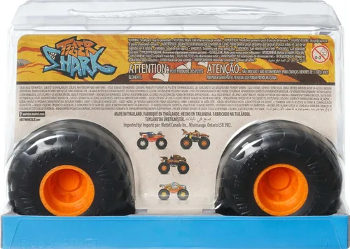 Vista 6 de Hot Wheels Monster Trucks, camión monstruo de gran tamaño, camión de juguete fundido a presión a escala 1:24 con ruedas gigantes y diseños geniales