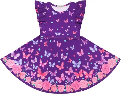 Vista 3 de Vestido sin mangas o de manga larga para niñas, vestidos informales con diseño de unicornio o sirena para niñas pequeñas o grandes