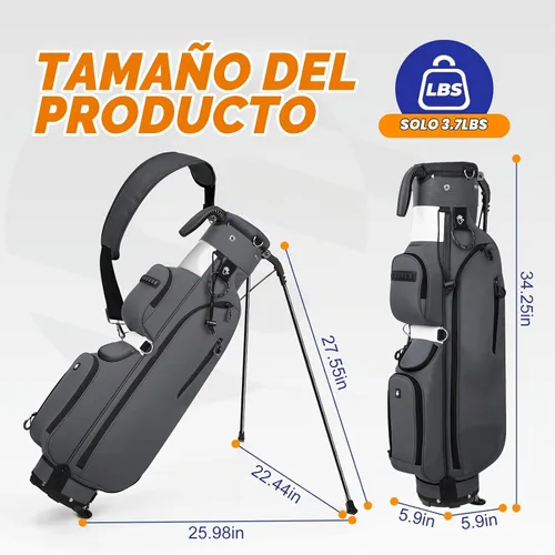 Vista 4 de Par 3 Bolsa de soporte de golf con divisor de 3 vías y cifrado 900D Gris