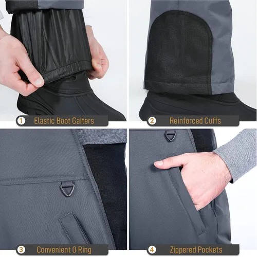 Vista 5 de Sportneer Pantalones de nieve para hombre, overoles aislados para la nieve que te mantienen caliente y seco para snowboard y esquí