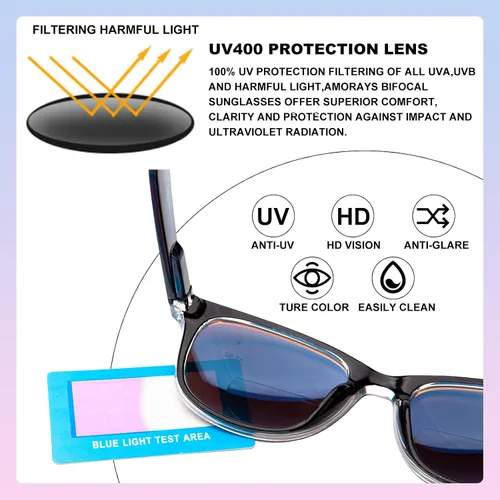 Vista 3 de Amorays Gafas de lectura bifocales para mujer - Lectores bifocales con bisagra de resorte