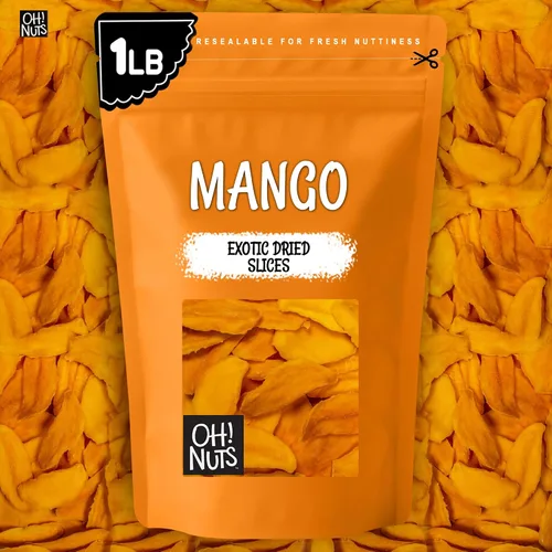 Vista 8 de Oh! Nuts Rebanadas de mango seco exótico – Bolsa a granel de 1 libra – Bocadillos de frutas jugosas deshidratados endulzados y masticables