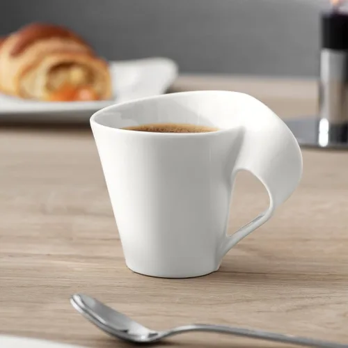 Vista 3 de Villeroy & Boch New Wave - Taza de té para café, 1 unidad (paquete de 1), color blanco Taza de té de porcelana, apta para microondas, perfecta