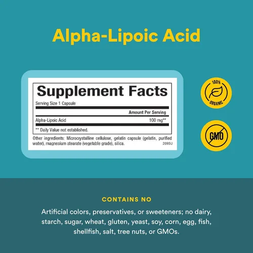 Vista 4 de Natural Factors Cápsulas de ácido alfa-lipoico de 100 mg, 60