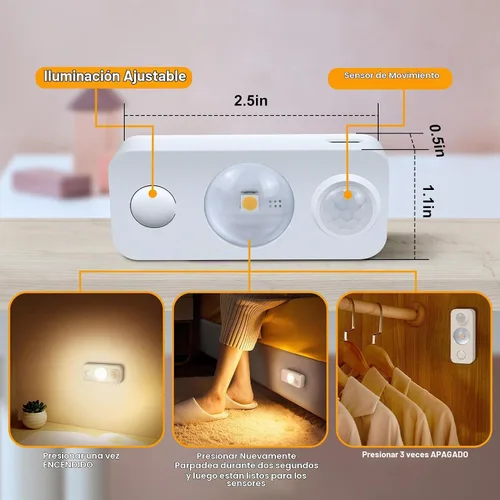 Vista 3 de NIEGNOWOO Luces LED con sensor de movimiento en forma de disco, recargables, luces de gabinete, se adhieren, luz nocturna LED inalámbrica