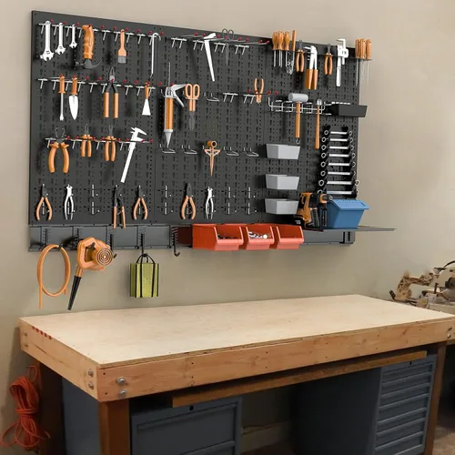 Vista 7 de TORACK - Sistema organizador de pared de metal de 24 x 48 pulgadas, kit de Negro