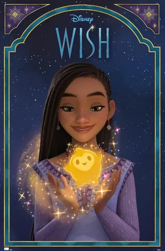Vista 11 de Trends International Disney Wish - Póster de pared de Asha & Star, 22.4 pulgadas de largo x 14.7 pulgadas, versión enmarcada en madera de granero