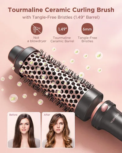 Vista 6 de Wavytalk wavytalk - Secador de pelo profesional con difusor, secador de pelo iónico de 1875 W para mujeres, juego de rizadores 5 en 1 con cepillo