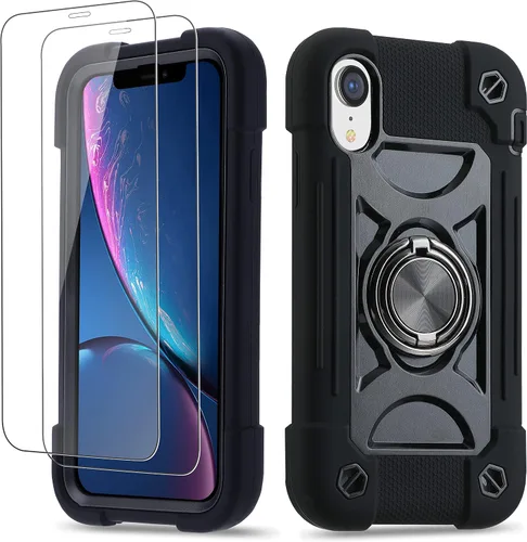 Vista 87 de Funda para iPhone Se3/iPhone Se2, iPhone 6/6S, iPhone 7/iPhone 8 de 4.7 pulgadas con soporte de anillo, con 2 protectores de pantalla resistentes