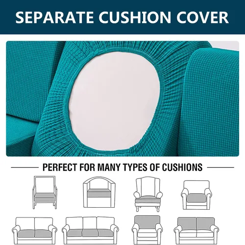 Vista 4 de Fundas de cojín para asiento de sofá, fundas de cojín impermeables para sofá, fundas de cojín elásticas para cojines individuales para respaldo