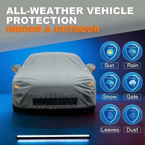 Vista 5 de Kayme Funda de Coche de Servicio Pesado Impermeable para Todo Tipo de Clima, Ajuste Personalizado para Tesla Model S, Cubierta Exterior Completa