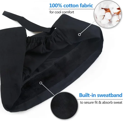 Vista 4 de ABAMERICA Gorras de trabajo con botón y banda para el sudor, sombreros de trabajo ajustables para mujeres y hombres, talla única