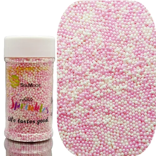 Vista 12 de SE Si&Moos Pink Nonpareil Sprinkles - Mini perlas comestibles de 0.079 in Rosa bebé