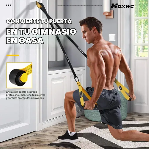 Vista 4 de Bandas de resistencia, banda de resistencia resistente con anclaje de puerta, asas, bandas de ejercicio para entrenar hombres y mujeres, ideal