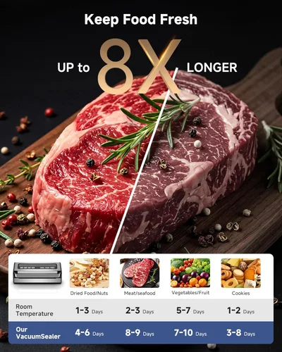 Vista 9 de AAOBOSI Sellador al vacío de 95 kPa para carnes, líquidos, Sous Vide