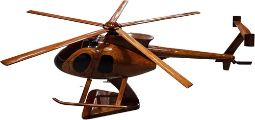 Vista 4 de MD-530 (MD530) Mahogany Wood Desktop Aircraft Model.