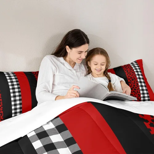 Vista 2 de Juego de edredón con estampado de leopardo para niños, tamaño individual, juego de ropa de cama de moda de piel de guepardo abstracto, decoración
