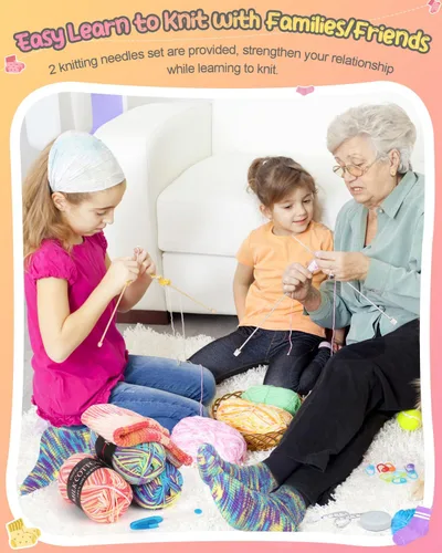 Vista 6 de Katech Kit de tejido para adultos principiantes con instrucciones paso a Azul 2