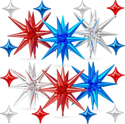 Vista 20 de Globos de estrella rosa, 18 piezas de papel de aluminio para niñas