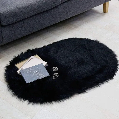 Vista 16 de RosieLily Alfombra de piel sintética ultrasuave de 1.3 x 2 pies, piel de oveja lanuda esponjosa, lavable a máquina, manta decorativa