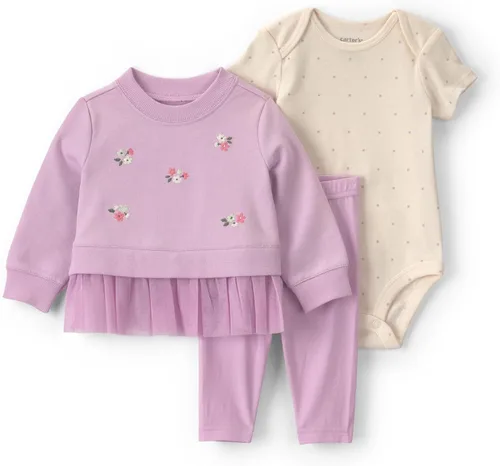 Vista 22 de Carter's Conjunto de pantalón de 3 piezas para bebé niña Floral verde