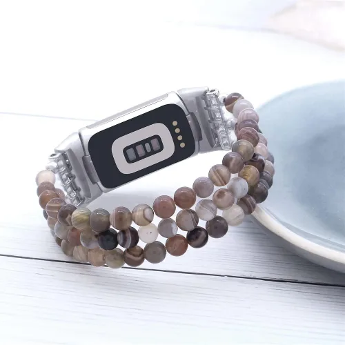 Vista 4 de C&L Accessories Compatible con Fitbit Charge 6/5 Pulsera de Reemplazo con Cuentas de Piedras Preciosas Naturales Hecha a Mano Ajustable para Mujeres