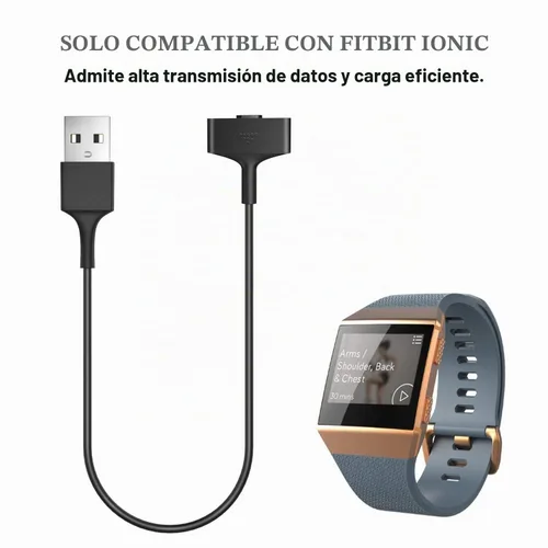 Vista 2 de Cable de carga compatible con cargador Fitbit Ionic, adaptador de cable de cargador USB de repuesto de 3.3 pies para reloj inteligente iónico