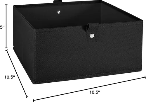 Vista 9 de RiverRidge Contenedores de almacenamiento plegables, paquete de 2 cubos negros de 5 pulgadas de alto Fabric Bins, Set of 2 Storage Cubes, Pull-tab