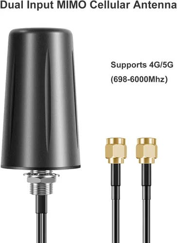 Vista 3 de 2x2 MIMO Omnidireccional de perfil bajo 4G LTE 5G Antena externa SMA Macho Conector con cable de 10 pies para aumentar el rendimiento de enrutadores