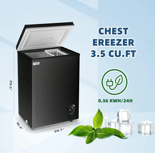 Vista 2 de WANAI Congelador de Arcón 3.5 Pies Cúbicos Pequeño Profundo Puerta Superior Mini con Canasta Removible, Bajo Ruido, 7 Temperaturas Ajustables